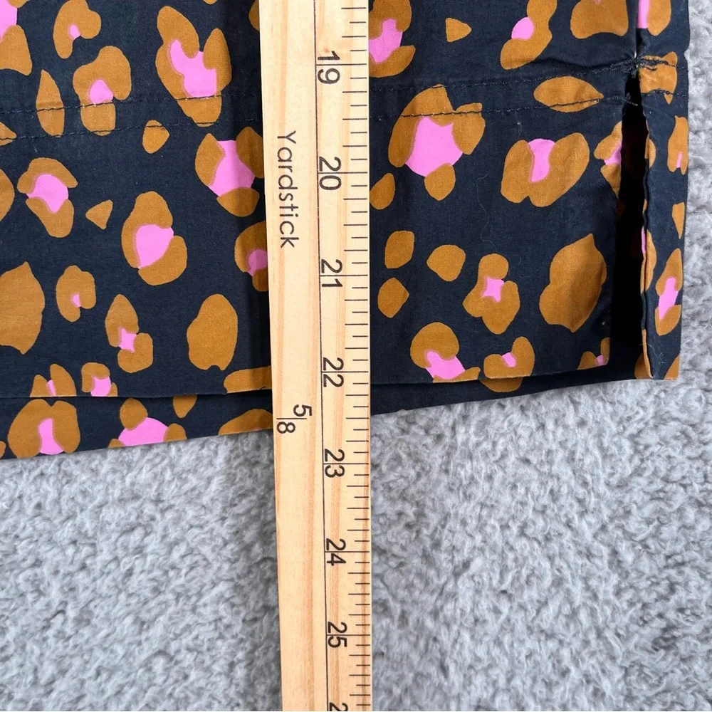 J.Crew Women's Marlene‎ Leopard Poplin Top Puff Sleeve Navy/Pink/Brown Size XS